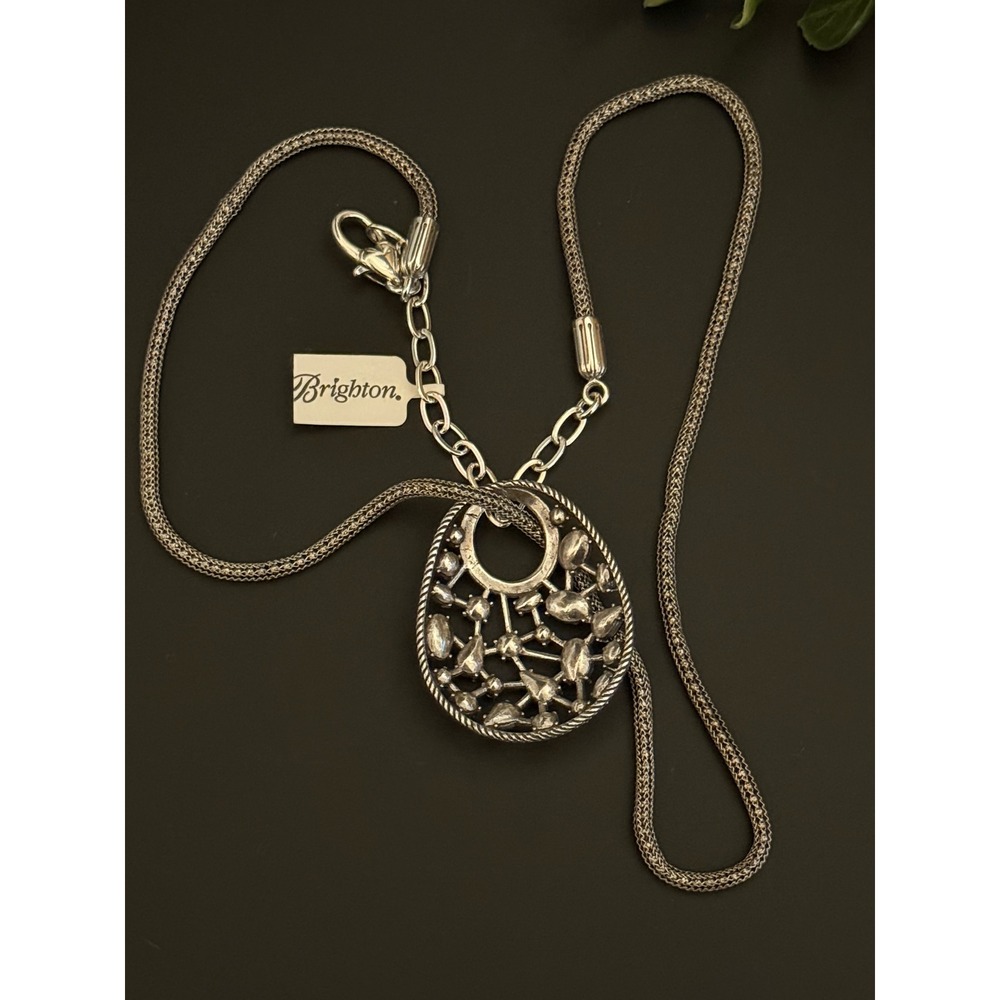 Brighton One Love Multi-Color Crystal Teardrop Pendant Mesh Necklace 18-20in - Picture 6 of 9